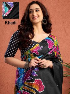 Samah Floral Print, Printed Daily Wear Khadi Saree