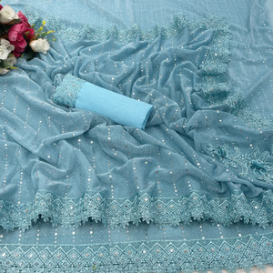 Vraggi Embellished Bollywood Lycra Blend Saree