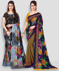 kashvi sarees Printed, Paisley, Ombre, Floral Print Daily Wear Georgette Saree