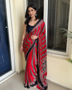 RegalDrapes Printed Bollywood Satin Saree