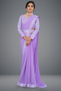 RJTAJ FAB Self Design, Solid/Plain Bollywood Georgette Saree