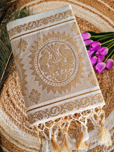 Gugaliya Solid/Plain Kasavu Pure Cotton Saree