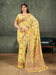 GARDEN VARELI Printed Bollywood Brasso Saree