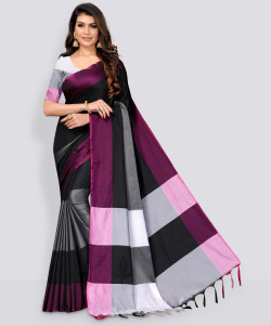 SILK ZONE Color Block Arani Pattu Art Silk Saree