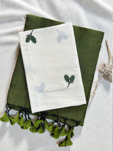 SMRITI BOUTIQUE Printed Handloom Handloom Pure Cotton Saree