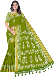 RJ CREATION Printed Gadwal Pure Cotton Saree