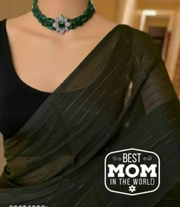 JASHALFAB Self Design, Solid/Plain, Applique, Striped Daily Wear Chiffon Saree