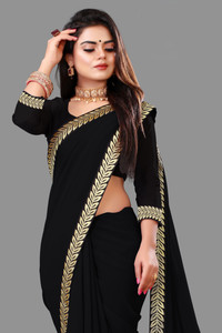 sadika Solid/Plain, Embellished Bollywood Georgette, Chiffon Saree