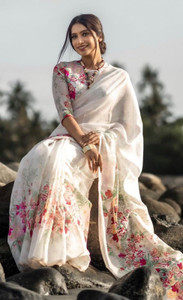 MAANVIT Self Design Kanjivaram Linen, Cotton Linen Saree