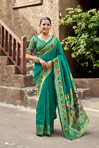 Vastrangam Woven Paithani Silk Blend Saree