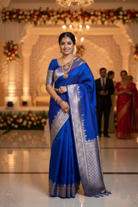 U.K.V.Lifestyle Applique Banarasi Pure Silk Saree