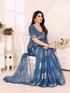 HITESH ENTERPRISE Floral Print Bollywood Cotton Linen Saree