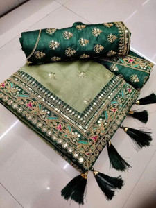 QUEDDY'S Embellished, Embroidered, Self Design Bollywood Georgette Saree