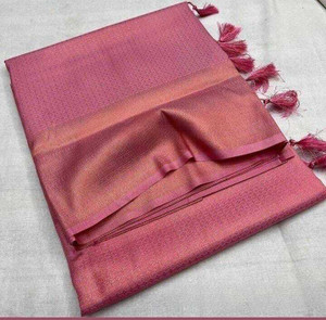 STYLE BLOOM Woven, Solid/Plain Banarasi Pure Silk Saree