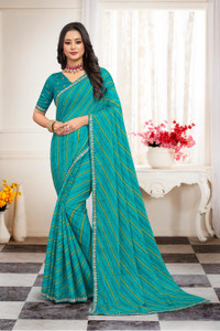 Laxmipati sarees प्रिंटेड साड़ी विथ अटैच्ड ब्लाउज़ शिफॉन साड़ी