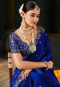 Vivan Fab Embroidered, Embellished Bollywood Jimmy Jimmy, Satin Saree