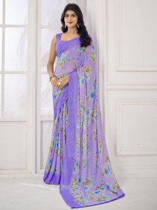 Divastri Floral Print, Geometric Print, Digital Print, Printed Bollywood Chiffon Saree