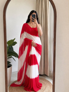 KHATRI AND SONS Tie-Dye, Printed Leheria Handloom Chiffon Saree