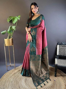 ROOP LAVANYA Woven Kanjivaram Art Silk, Cotton Silk Saree
