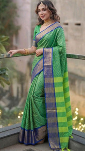 Ruhabs Striped Ikkat Cotton Silk Saree