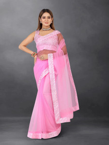 G JELLY FASHION TREE Embroidered, Temple Border, Self Design Bollywood Nylon, Supernet Saree