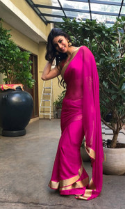 Sareez House Solid/Plain Daily Wear Chiffon Saree