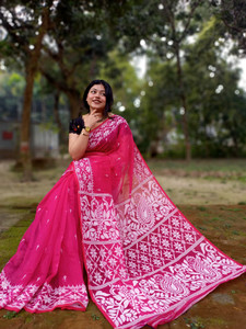 RIDDHIMAN FASHION Self Design Jamdani Pure Cotton Saree