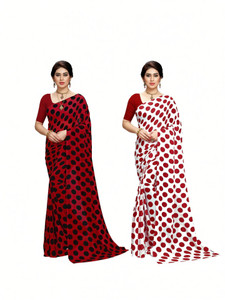 ANAND Polka Print Daily Wear Georgette Saree