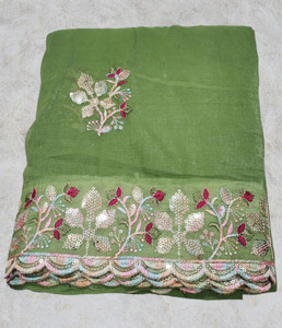 Moon Queen Embroidered, Self Design Bollywood Chiffon Saree