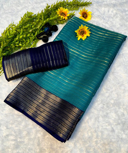 RAAVIENTERPRISE Striped Mysore Silk Blend Saree