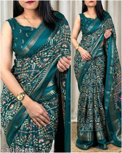 Vraggi Printed Bollywood Art Silk, Silk Blend Saree