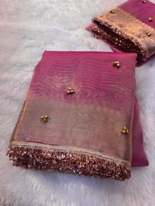 Banaras silk palace Embellished, Woven Banarasi Tissue Saree