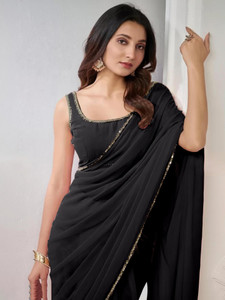 Sonika Fashions Solid/Plain Bollywood Georgette Saree