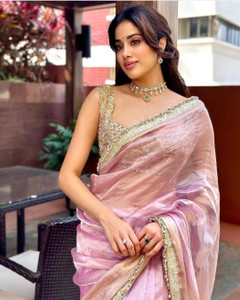 RADHEKRISHNA FASHIONABLES प्रिंटेड बॉलीवुड टिश्यु साड़ी