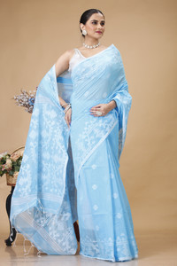 Bong ButiQ Woven Handloom Cotton Linen Saree