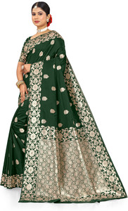 PRISHIV TEXTILE Paisley, Floral Print, Woven Paithani Polyester Saree