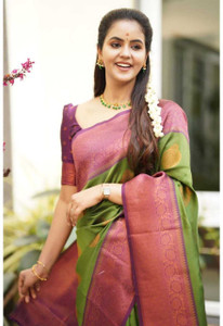 Gajal Self Design Kanjivaram Art Silk, Pure Silk Saree