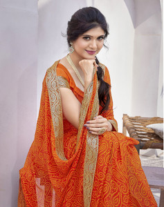 YASHIKA Printed Bollywood Georgette, Lace Saree