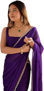 Shopaz Solid/Plain Pre Draped Saree Georgette Saree