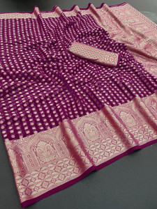 KanjiQueen Woven Banarasi Georgette, Chiffon Saree