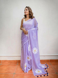 Kanjivaram Palace Floral Print Handloom Linen Saree