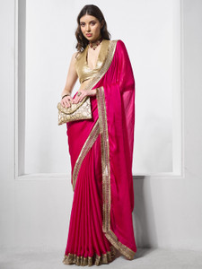 Kalista Embellished, Solid/Plain, Dyed Bollywood Chiffon Saree
