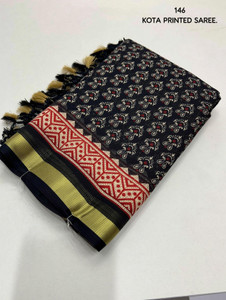 KHIMAJMAAFASHION Applique, Printed, Digital Print, Blocked Printed Kota Doria Cotton Silk Saree