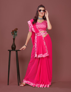 PRETTYAGE Self Design Banarasi Georgette Saree