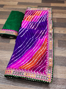 ASTEYAM Printed Leheria Georgette Saree