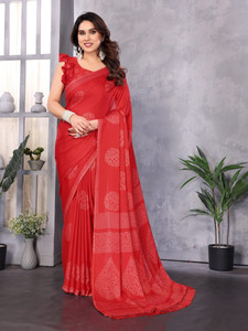 FABMORA Printed, Blocked Printed Daily Wear Chiffon, Georgette Saree