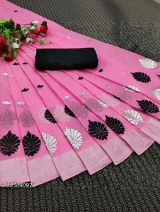 KRIVITY Embroidered Chanderi Cotton Linen Saree