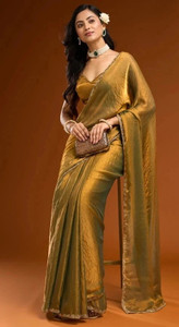 XOOM LADY Solid/Plain Bollywood Satin Saree