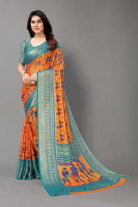 Winza Designer Printed Daily Wear Chiffon, Brasso Saree