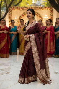 U.K.V.Lifestyle Applique Banarasi Pure Silk Saree